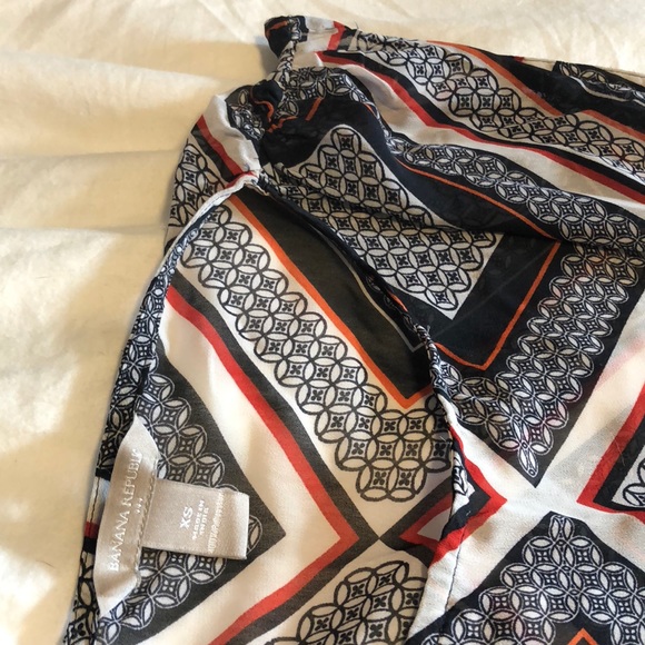 Navy and orange print blouse - Picture 2 of 4